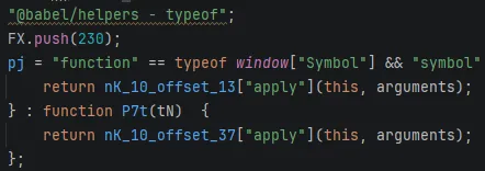 A snippet of Akamai’s Babel-generated obfuscation